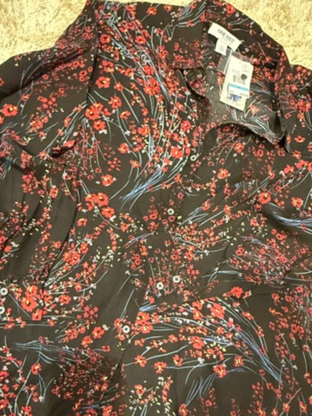 (4 for $20) NINE WEST Button Down Floral Print Top - XL - NWT